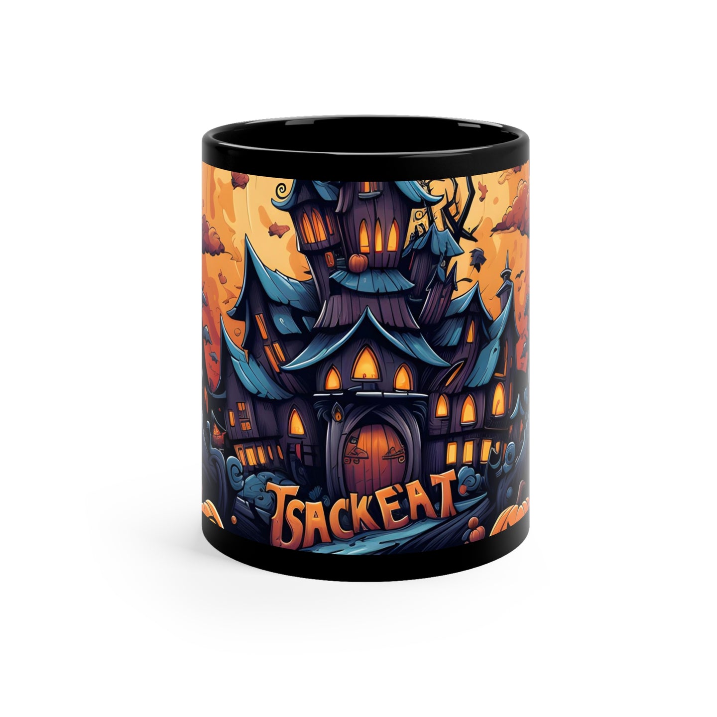 DistinctInk Black Coffee Mug - Spooky Sweet Treats for Halloween