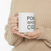 DistinctInk Glossy White Coffee / Tea Mug - Poker Whiskey Cigar