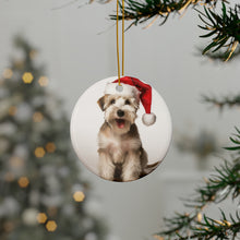 DistinctInk Hanging Ceramic Christmas Tree Ornament with Gold String - Great Gift/Present - 2 3/4 inch Diameter - Sealyham Terrier Design