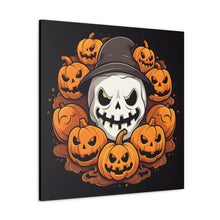 DistinctInk Canvas Wall Art with Spooky Skeleton Pumpkin Patch for Halloween