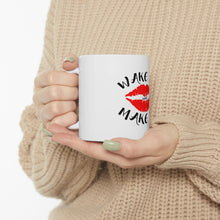 DistinctInk Glossy White Coffee / Tea Mug - Wake Up and Make Up