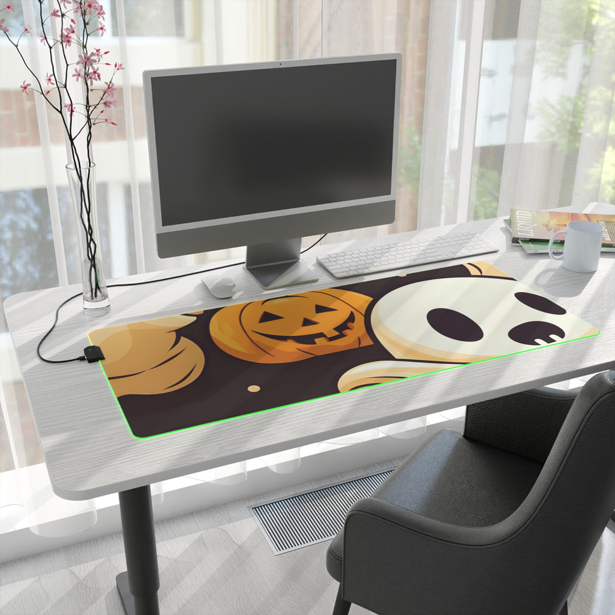 LED Gaming Mouse Pad with Ghost Skeleton Pumpkin Pattern Design for Halloween, view 19