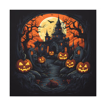 DistinctInk Canvas Wall Art with Darkness Falls on Halloween for Halloween