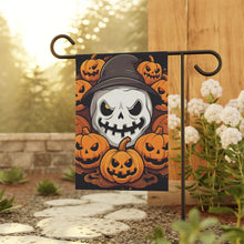 DistinctInk Garden & House Banner Flag with Spooky Skeleton Pumpkin Patch Design for Halloween