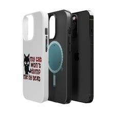 DistinctInk ToughCase for Apple iPhone, Compatible with MagSafe Charging - My Cat Won't Dump Me By Text