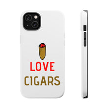 DistinctInk ToughCase for Apple iPhone, Compatible with MagSafe Charging - I Love Cigars