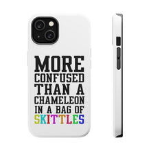 DistinctInk ToughCase for Apple iPhone, Compatible with MagSafe Charging - More Confused than Chameleon in Skittles