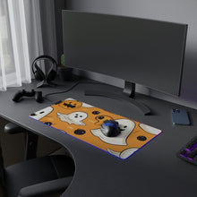 DistinctInk LED Gaming Mouse Pad with Ghoulish Bats and Pumpkins Design for Halloween