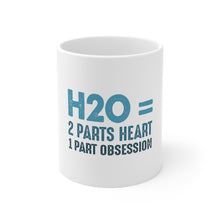 DistinctInk Glossy White Coffee / Tea Mug - H20 = 2 Parts Heart 1 Part Obsession