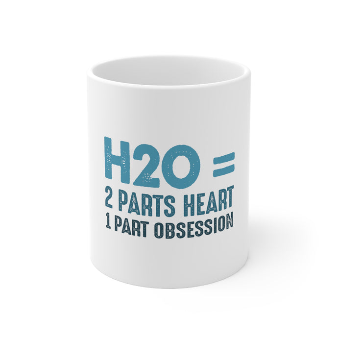 DistinctInk Glossy White Coffee / Tea Mug - H20 = 2 Parts Heart 1 Part Obsession