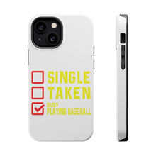 DistinctInk ToughCase for Apple iPhone, Compatible with MagSafe Charging - Single Taken Busy Playing Baseball