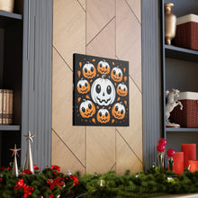 DistinctInk Canvas Wall Art with Ghost Skeleton Cartoon Pumpkin for Halloween