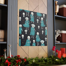 DistinctInk Canvas Wall Art with Haunted Skeleton Crew for Halloween