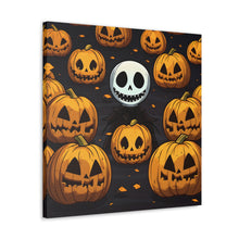 DistinctInk Canvas Wall Art with Ghastly Skeleton Pumpkins for Halloween