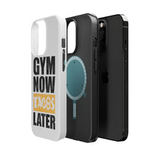 DistinctInk ToughCase for Apple iPhone, Compatible with MagSafe Charging - Gym Now Tacos Later