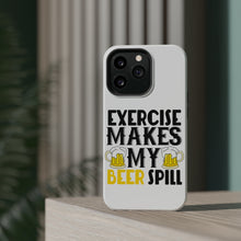 DistinctInk ToughCase for Apple iPhone, Compatible with MagSafe Charging - Exercise Makes My Beer Spill