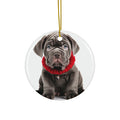 Hanging Ceramic Christmas Tree Ornament with Gold String - Neapolitan Mastiff Puppy Design