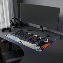 DistinctInk LED Gaming Mouse Pad with Spooky Skeletal Pumpkin Patch Design for Halloween
