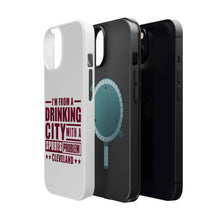 DistinctInk ToughCase for Apple iPhone, Compatible with MagSafe Charging - Cleveland Drinking City Sports Problem