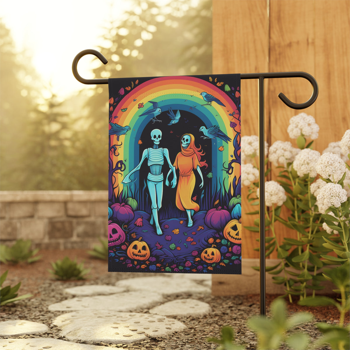 Garden & House Banner Flag with The Enduring Beauty of Writing Design for Halloween LGBTQ+ Pride, view 10