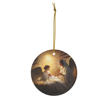 DistinctInk Hanging Ceramic Christmas Tree Ornament Charm with Gold String - Great Gift/Present - 2 3/4 inch Diameter - Annunciation to Mary: Luke 1:30-31