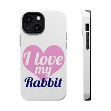DistinctInk ToughCase for Apple iPhone, Compatible with MagSafe Charging - I Love My Rabbit