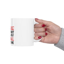 DistinctInk Glossy White Coffee / Tea Mug - Warning May Start Talking Baseball
