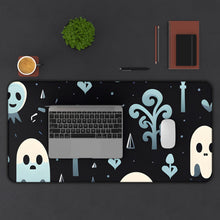 DistinctInk Desk Mat with Ghastly Skeletal Shadows Design for Halloween