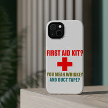 DistinctInk ToughCase for Apple iPhone, Compatible with MagSafe Charging - First Aid Kit - Whiskey & Duct Tape