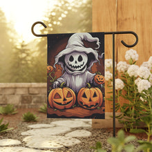 DistinctInk Garden & House Banner / Flag with Trick or Treat Ghost-O-Lantern Design for Halloween