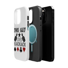 DistinctInk ToughCase for Apple iPhone, Compatible with MagSafe Charging - This Guy Loves Blackjack