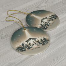 DistinctInk Hanging Ceramic Christmas Tree Ornament Charm with Gold String - Great Gift/Present - 2 3/4 inch Diameter - Nativity Scene, Savior's Birth - Luke 2:11