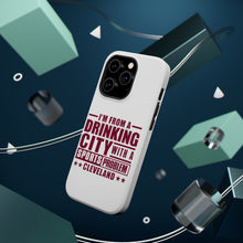 DistinctInk ToughCase for Apple iPhone, Compatible with MagSafe Charging - Cleveland Drinking City Sports Problem