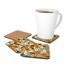 DistinctInk (Set of 4) Corkwood Coasters with Flying Pumpkin BatsDesign for Halloween