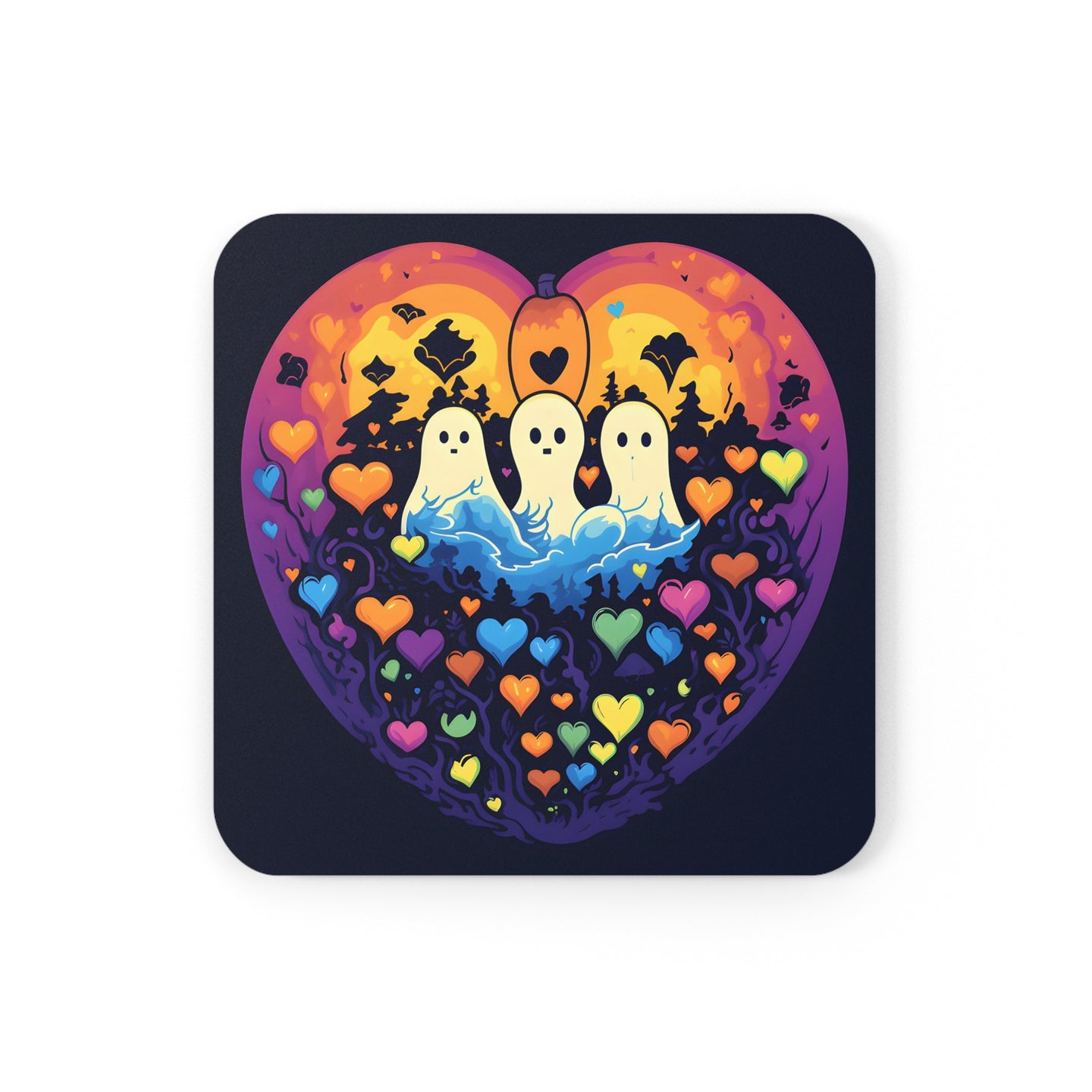 DistinctInk (Set of 4) Corkwood Coasters with A Life Of AdventureDesign for Halloween LGBTQ+ Pride