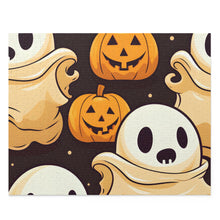 DistinctInk Jigsaw Puzzle with Ghost Skeleton Pumpkin Pattern Design for Halloween