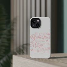 DistinctInk ToughCase for Apple iPhone, Compatible with MagSafe Charging - Butterflies in Her Hari, Magic Secret Eyes