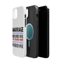 DistinctInk ToughCase for Apple iPhone, Compatible with MagSafe Charging - Marriage Trouble Starts