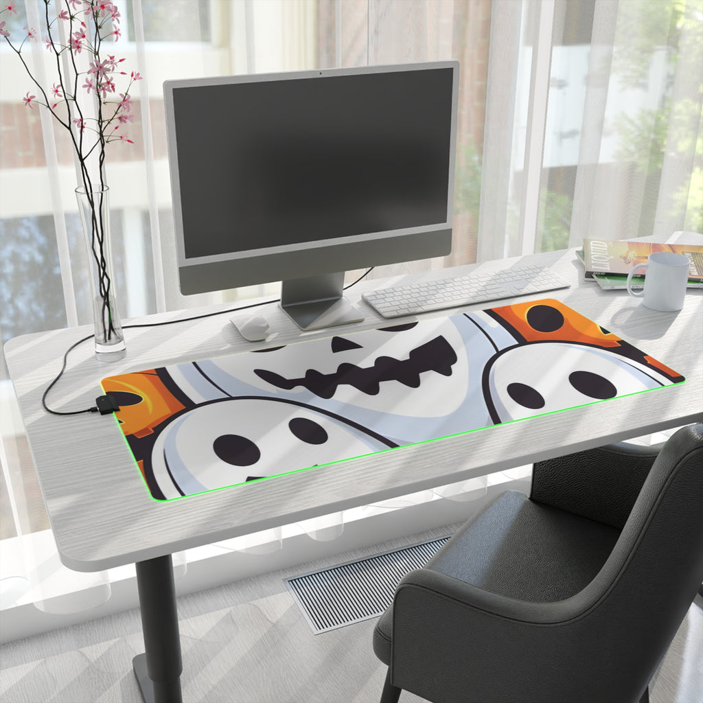 LED Gaming Mouse Pad with Skele-Pumpkin Ghost Pattern Design for Halloween, view 28