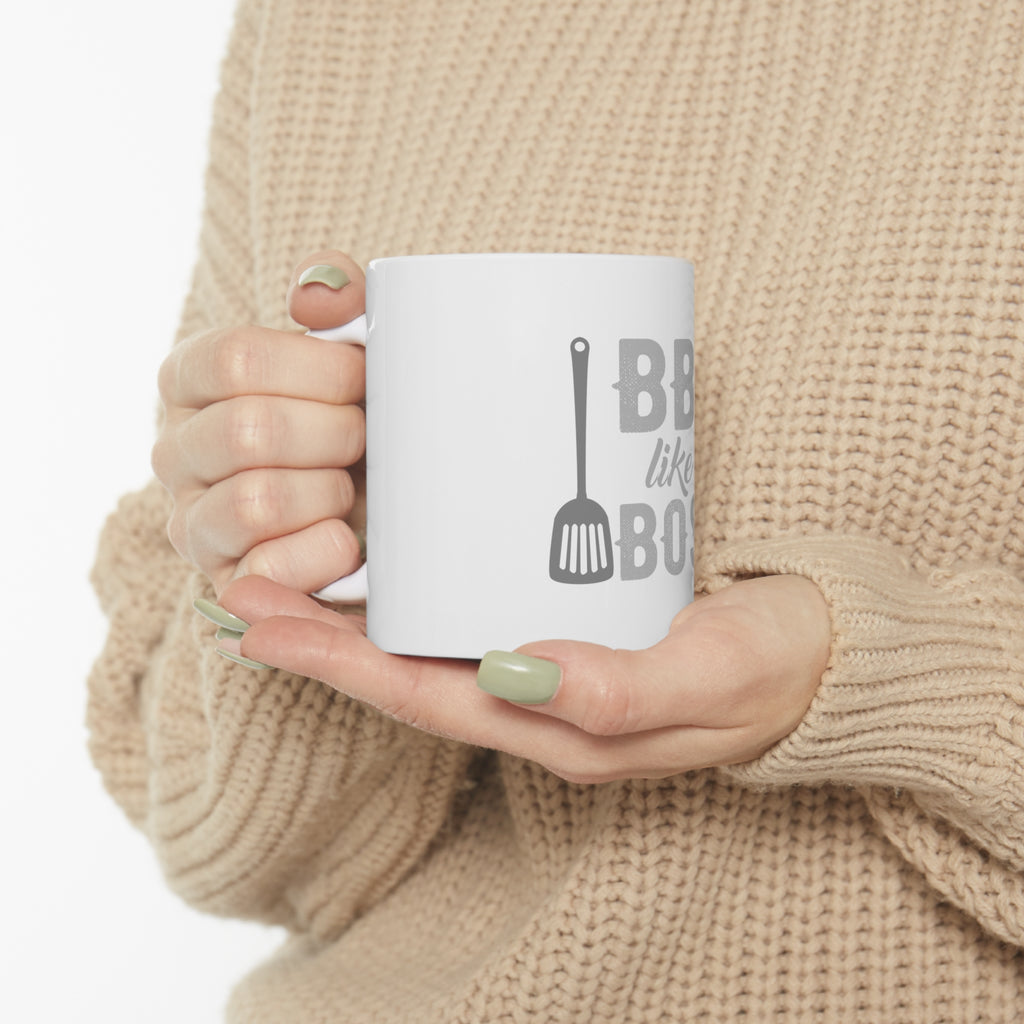 Glossy White Coffee / Tea Mug - BBQ Like a Boss Barbecue, view 10