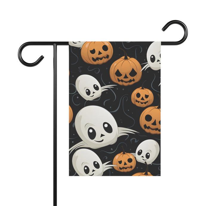 DistinctInk Garden & House Banner / Flag with Ghost Skeleton Pumpkin Pattern Design for Halloween