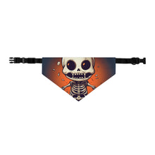 DistinctInk Adjustable Pet Banana Collar with Skelly's Halloween Bash Design for Halloween