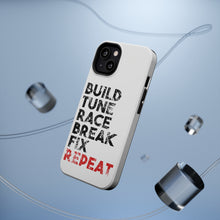 DistinctInk ToughCase for Apple iPhone, Compatible with MagSafe Charging - Build Tune Race Break Fix Repeat