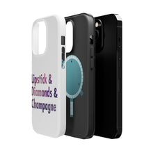 DistinctInk ToughCase for Apple iPhone, Compatible with MagSafe Charging - Lipstick & Diamonds & Champagne