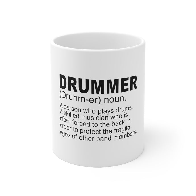 DistinctInk Glossy White Coffee / Tea Mug - Drummer Dictionary Definition