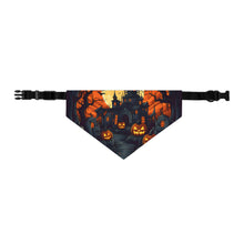DistinctInk Adjustable Pet Banana Collar with Darkness Falls on Halloween Design for Halloween