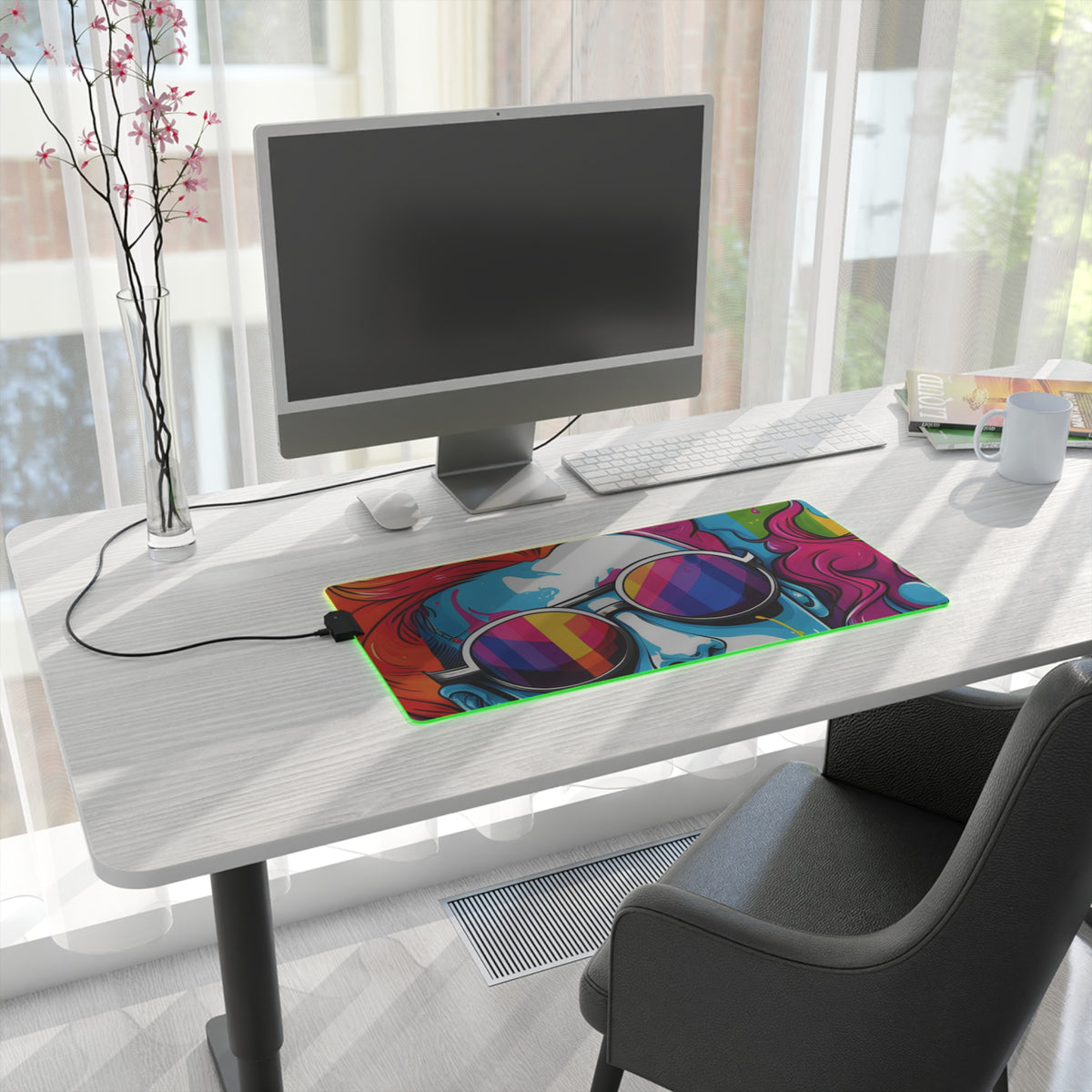 LED Gaming Mouse Pad with Leading with Courage and Grace Design for LGBTQ+ Pride, view 10