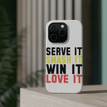 DistinctInk ToughCase for Apple iPhone, Compatible with MagSafe Charging - Serve It Smash It Win It Love It Tennis