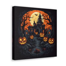 DistinctInk Canvas Wall Art with Darkness Falls on Halloween for Halloween