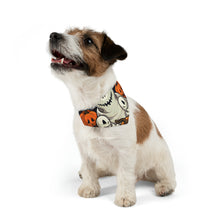 DistinctInk Adjustable Pet Banana Collar with Ghost Skeleton Pumpkin Pattern Design for Halloween